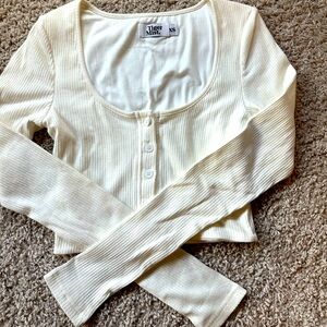 Tiger Mist Off White Button Up Top